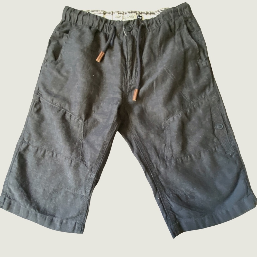 Private Member Mens Grey Linen Blend Bermuda Summer Casual Shorts-Sz-S